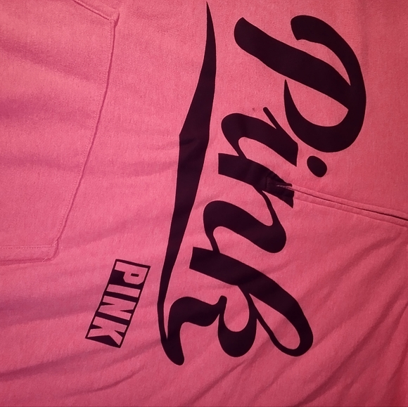 Victoria's Secret PINK bright coral and burgundy top zip sweatshirt L - Picture 2 of 7
